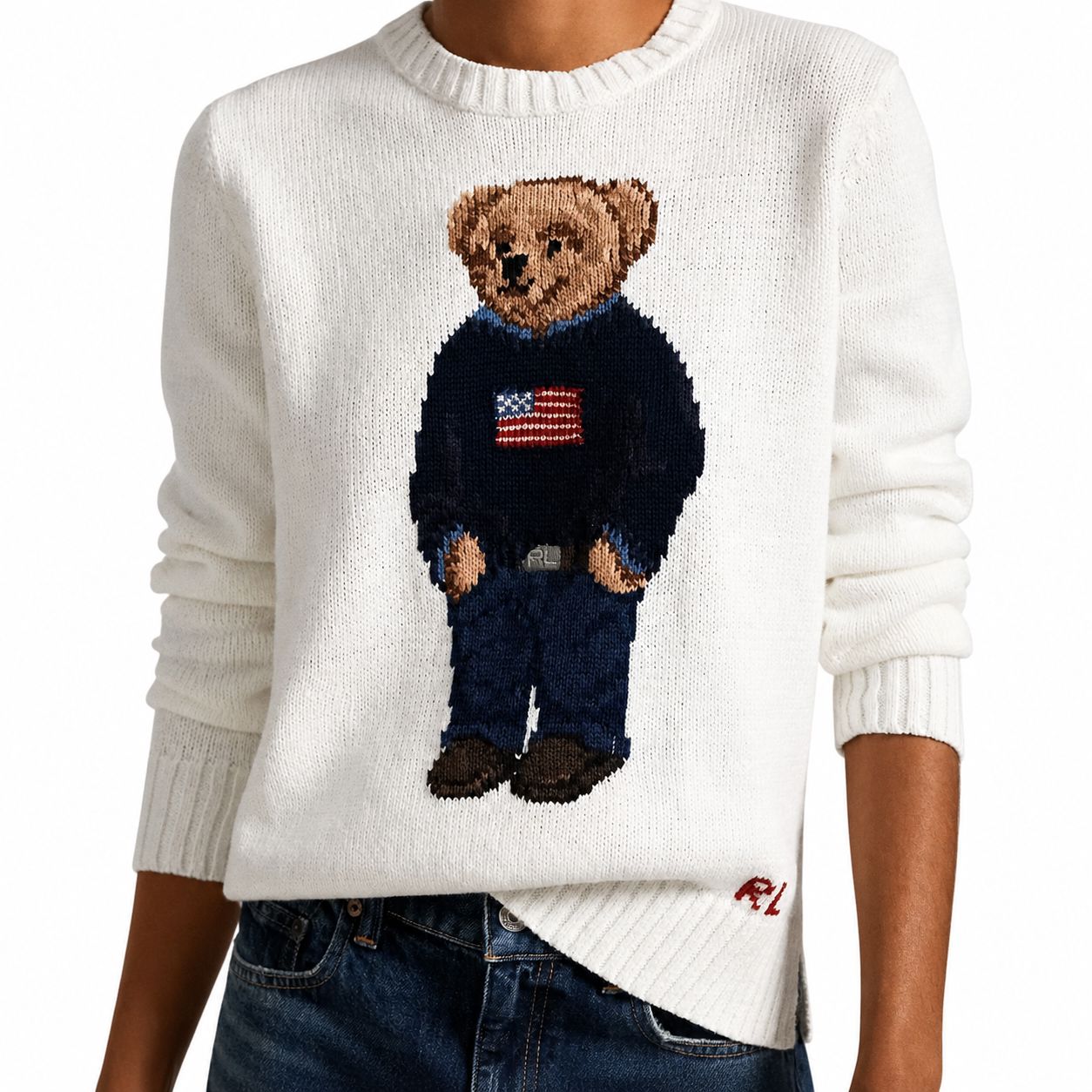 Ralph Lauren Polo Bear Linen-Cotton Crew Neck Jumper