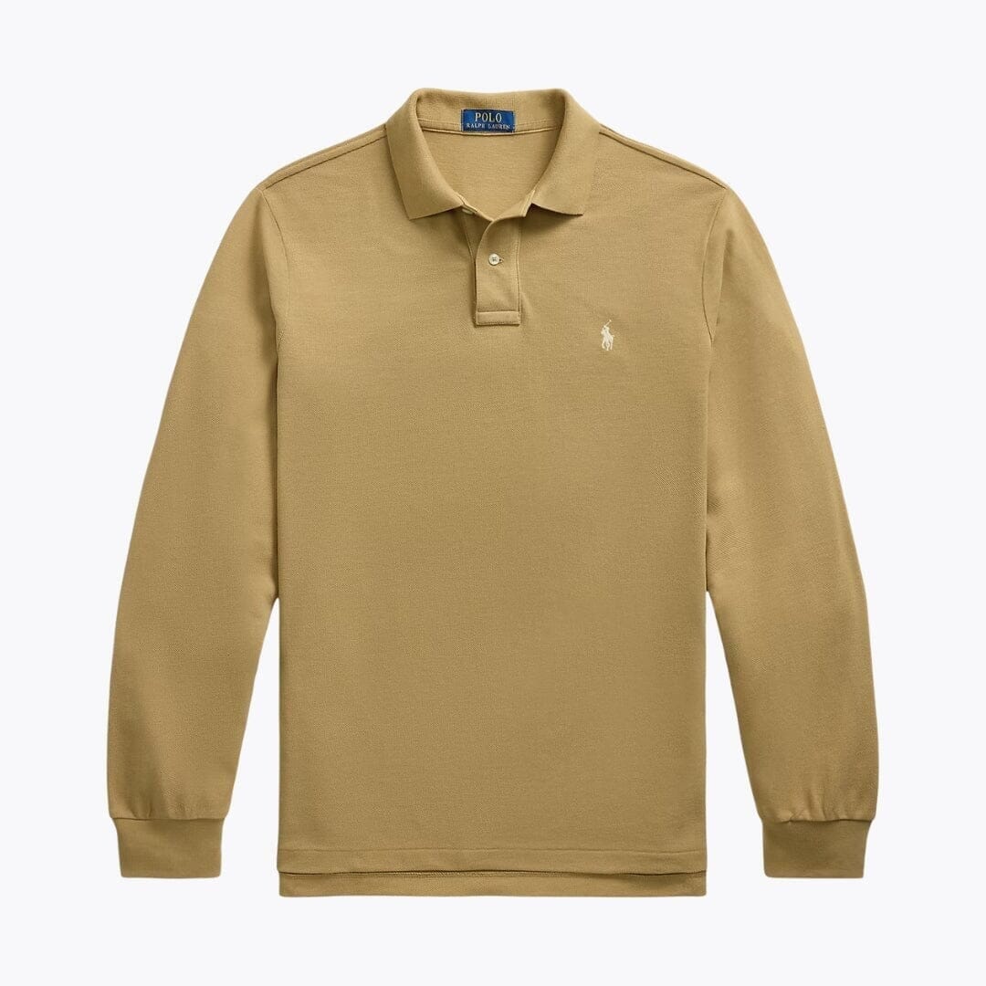Ralph Lauren Long-Sleeve Polo Shirt In Mesh Cotton