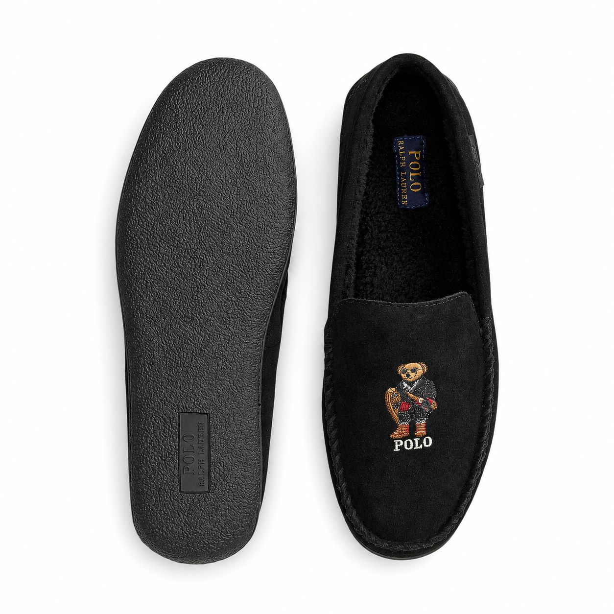 Ralph Lauren Brenan Polo Bear Suede Slippers