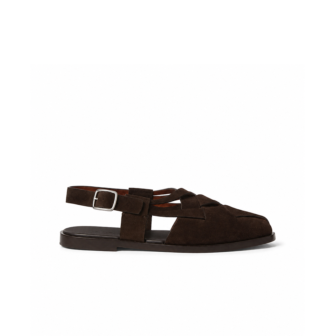 Loro Piana Sandal Peter Walk, Black Coffee