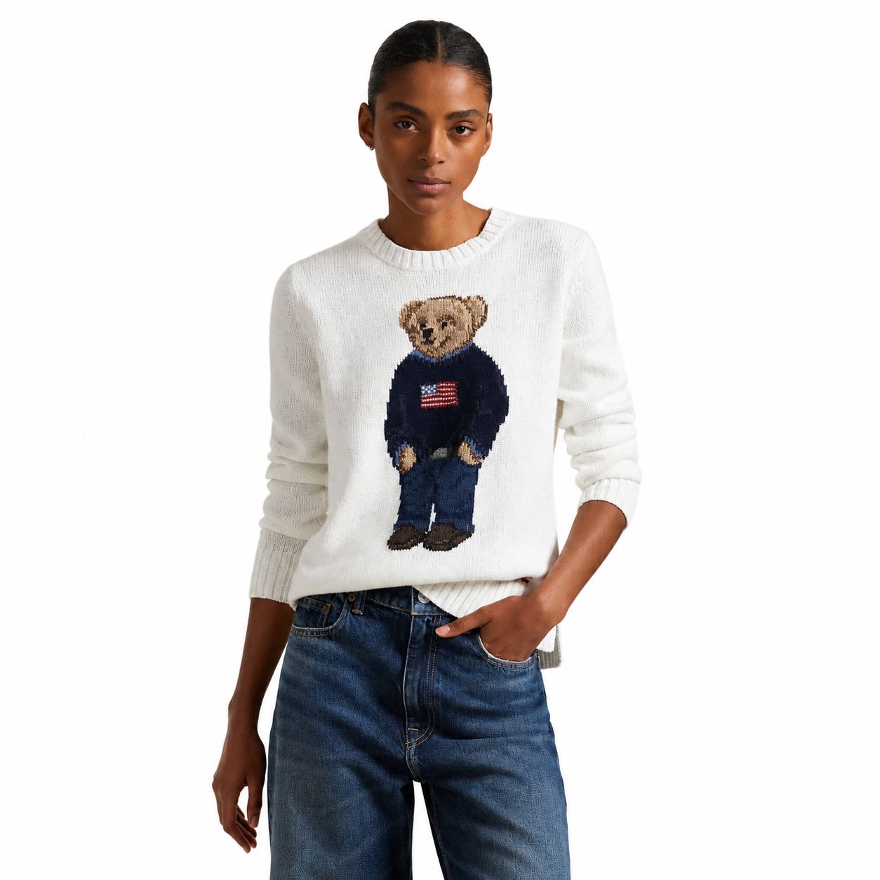 Ralph Lauren Polo Bear Linen-Cotton Crew Neck Jumper