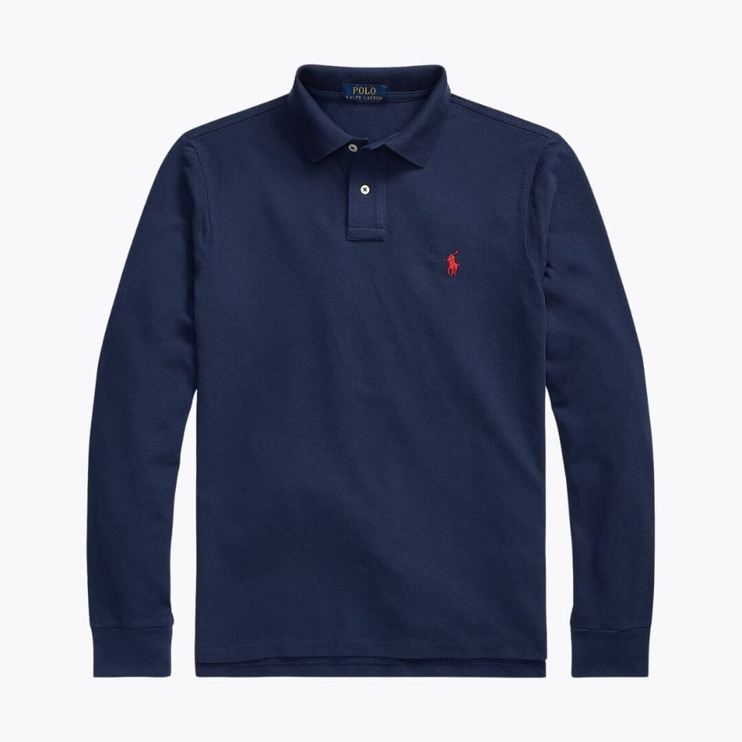 Ralph Lauren Long-Sleeve Polo Shirt In Mesh Cotton
